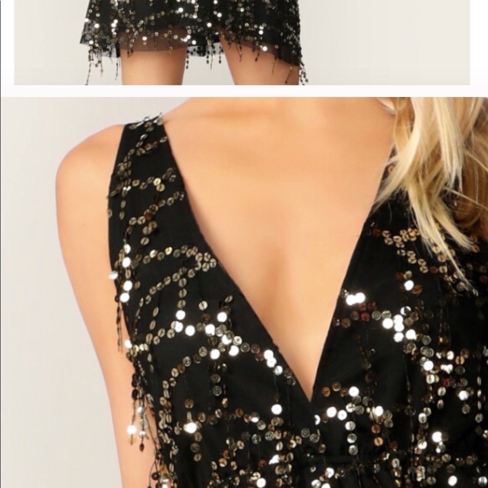 Sequin Open Back V-Neck Dress - Picture 6 of 6